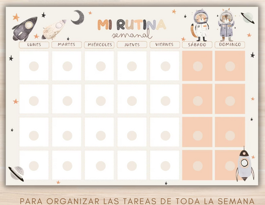 🗓️ Planificador Semanal Infantil de Rutinas + 210 Tarjetas de Tareas