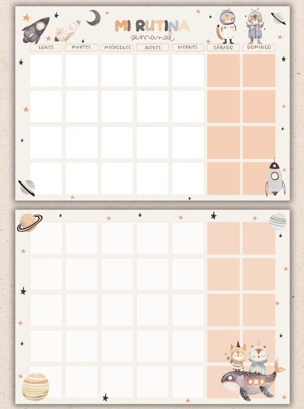 🗓️ Planificador Semanal Infantil de Rutinas + 210 Tarjetas de Tareas